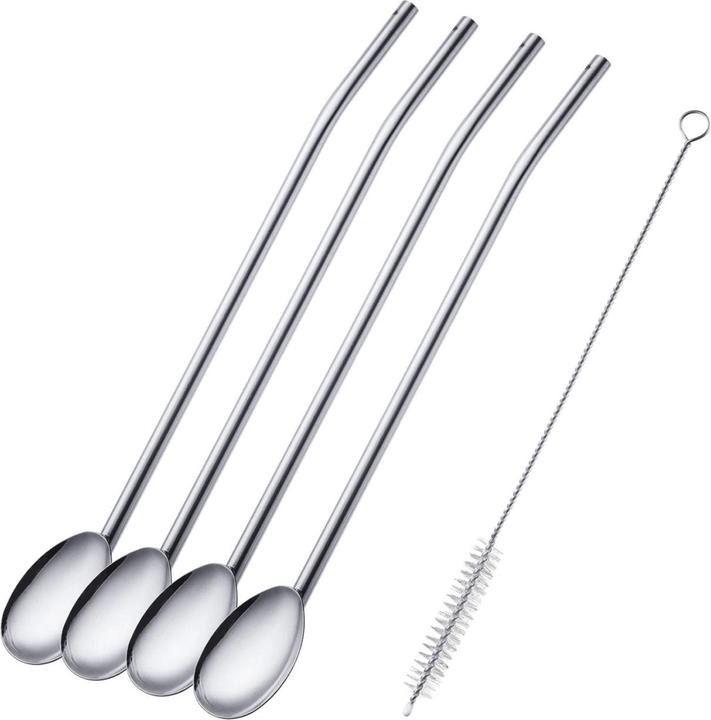 Produktbild Westmark 4 Trinkhalmlöffel + 1 Reinigungsbürstchen (Barlöffel + Cocktailrührer)