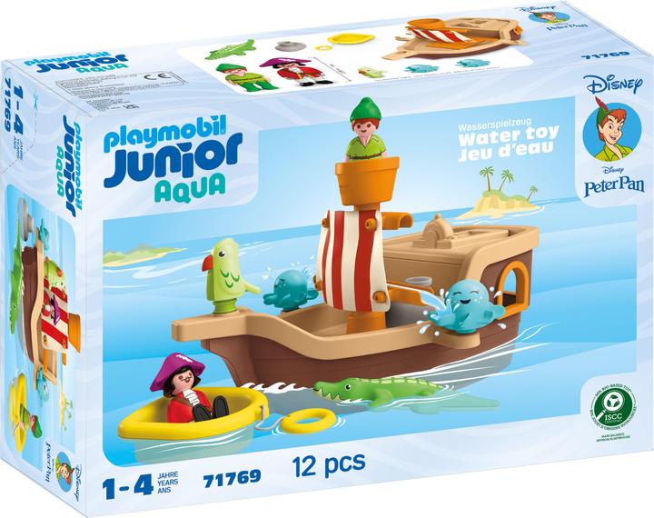 Playmobil 71769 JUNIOR & Disney: La nave dei pirati di Peter Pan con schizzi d'acqua e divertimento (71769)