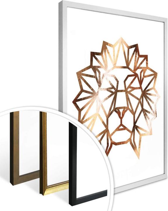 Image du produit Trenddeko Tête de lion en origami - aspect cuivre (80 x 100 cm)