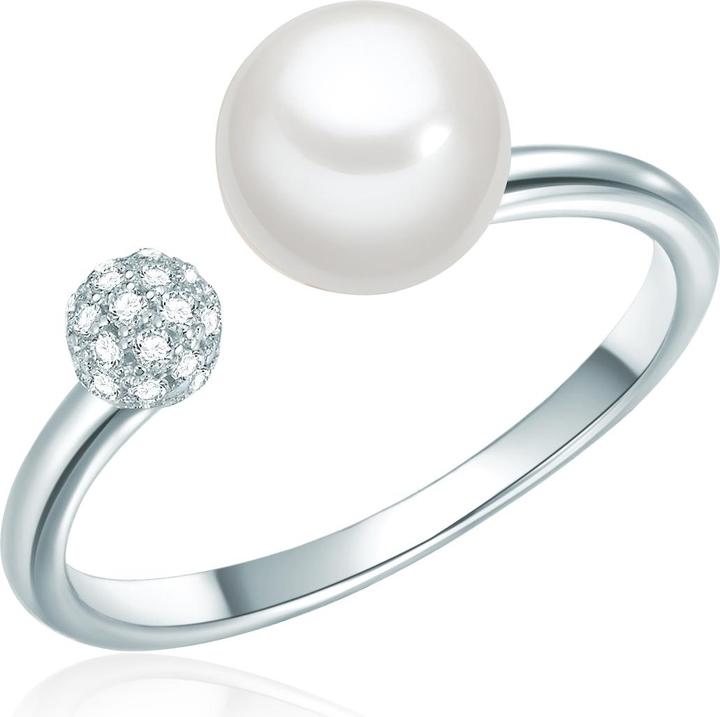 Valero Pearls Damen Sterling Silber Zirkonia Süsswasser-Zuchtperle Silber - 10898