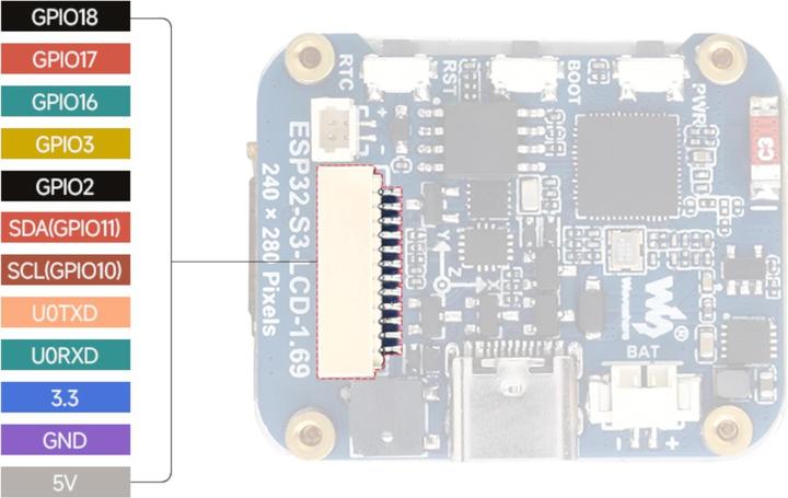 Produktbild WaveShare ESP32-S3 1.69inch LCD Display Development Board 240x280
