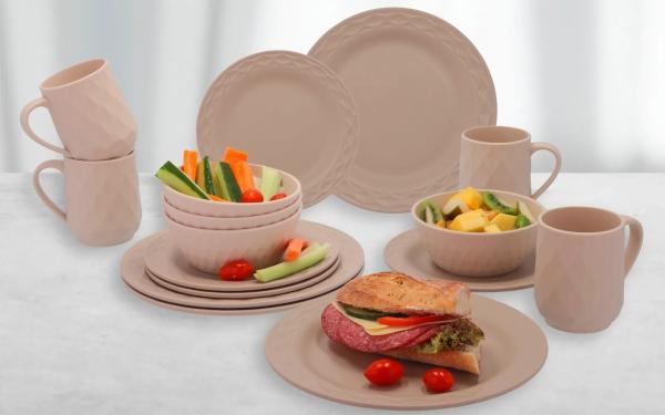 Berger Mali Geschirr-Set mit Anti-Slip-Boden 16-tlg. beige für 4 Personen