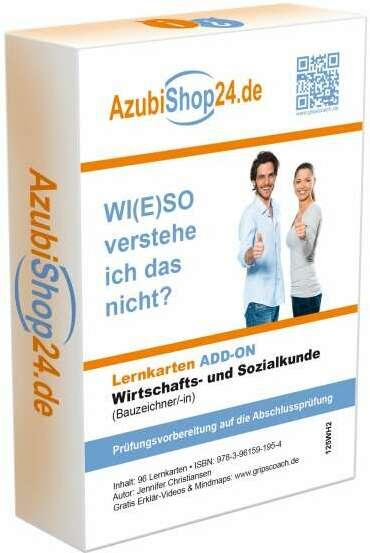Actual product image Lernkarten Wirtschafts- und Sozialkunde Bauzeichner/-in Prüfungsvorbereitung Wiso Prüfung (German, Jennifer Christiansen, Daniel Becker, 2024)