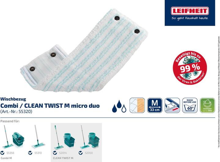 Image du produit Leifheit 2 pièces Housse CLEAN TWIST M / Combi M micro duo (2 pcs)