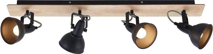Lindby Aylis plafonnier, noir, bois, 4 fl. (E14)