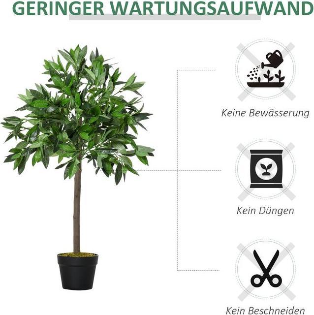 Produktbild Swisshandel24 2er-Set Künstlicher Lorbeerbaum 90 cm Kunstpflanzen im Zementtopf, Zimmerpflanze (90 cm)