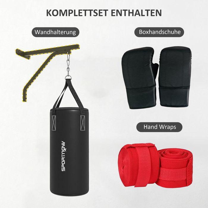 Immagine prodotto Swisshandel24 Boxsack Wandhalterung Boxsack Ständer mit Handschuhen, Stahl, Schwarz