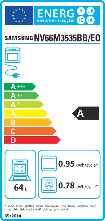 Energie-Label Samsung NV66M3535BB/EO Backofen A