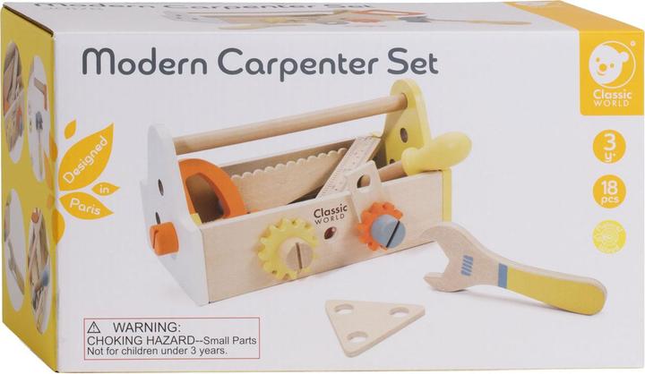 Actual product image Classic World Wooden carpentry set with tool box, 18dl