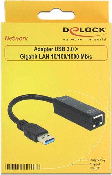 Produktbild Delock USB3.0 zu LAN Adapter, schwarz (USB 3.0, RJ45 (1x))