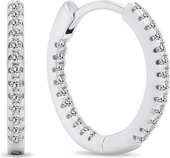 Brilio Silver - Glittering round earrings with zircons EA362W