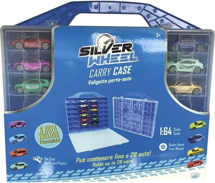 Produktbild ODS Silver Wheel - Cars Case measures 33*30*4 cm with 6 die cast cars and can hold up to 28 sc cars. 1:6