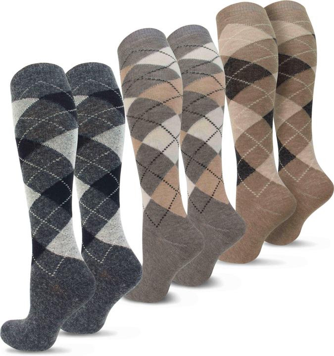 Actual product image Normani 3 pairs of alpaca knee highs check design - 5344 (pack of 3, 43 - 46)