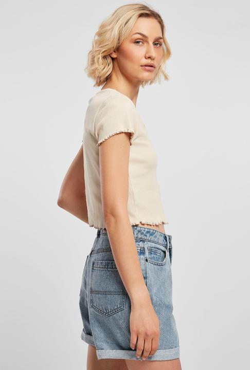 Actual product image Urban Classics Ladies Cropped Button Up Rib Tee - 12114 (5XL)