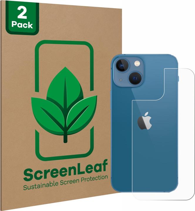 Produktbild ScreenLeaf Schutzfolie nachhaltiger Displayschutz Displayschutzfolie Folie Klar Transparent (2 Stück, Apple iPhone 13 mini)