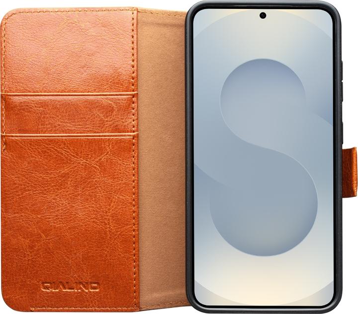 Actual product image QiAlino Hülle Flip mit magnetischem Verschluss Hellbraun (Samsung Galaxy S25)