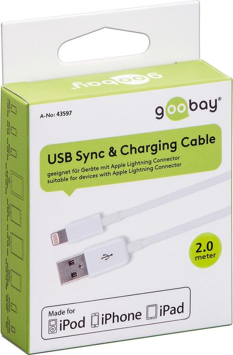 Actual product image Goobay Charging and synchronization cable (2 m, USB 2.0)