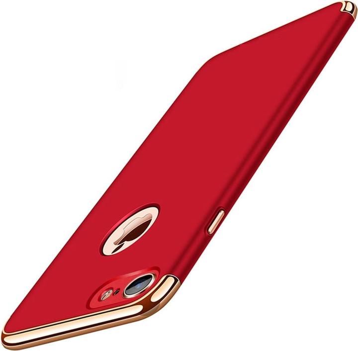 Produktbild König Design Handy Hülle Schutz Case für Apple iPhone 7 Bumper 3 in 1 Cover Chrom Etui Rot (Apple iPhone 7)