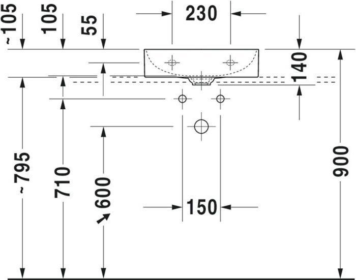 Produktbild Duravit Handwaschbecken DURASQUARE o ÜL m HLB geschli 450x350mm o HL we WG (350 mm, 450 mm)
