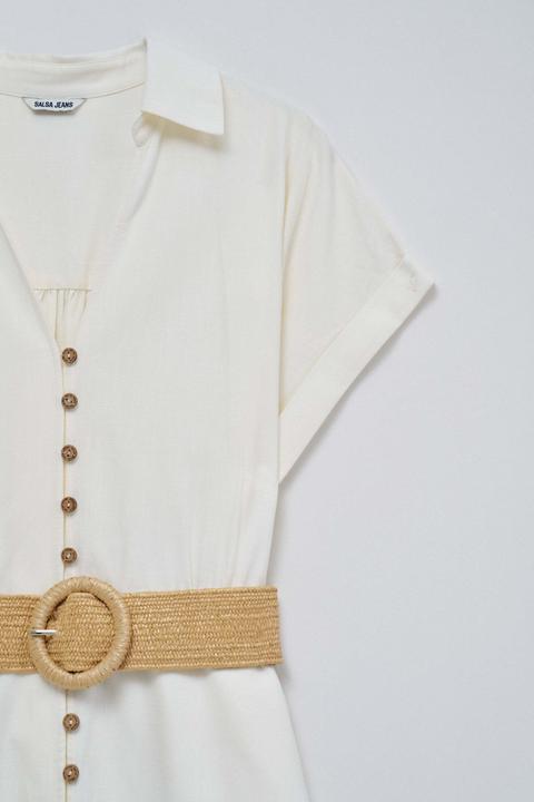 Produktbild Salsa Jeans Midikleid Linen Shirt Dress With Front Buttoned Belt (M)
