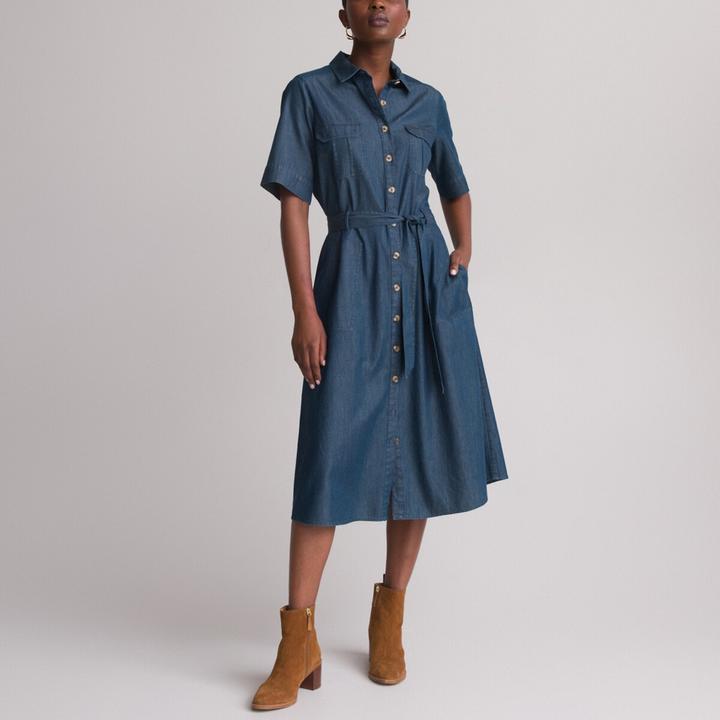 Anne Weyburn Ausgestelltes Midi-Kleid aus Denim