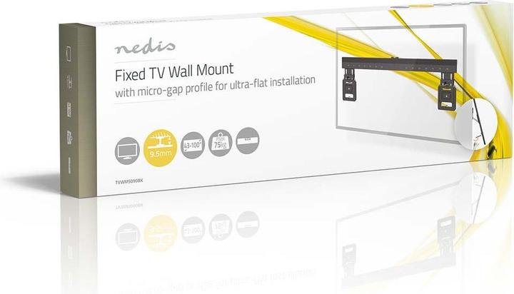 Actual product image Nedis Fixed TV wall mount | 43 - 100 " | maximum supported screen weight: 75 kg | minimum supported (Wall, 100", 75 kg)