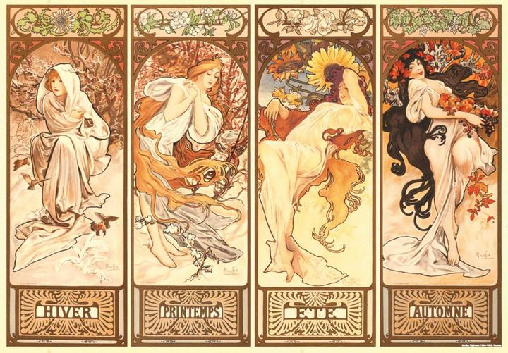 Image du produit D-Toys Puzzle 1000 Alfons Mucha, Quatre saisons (1000 pièces)