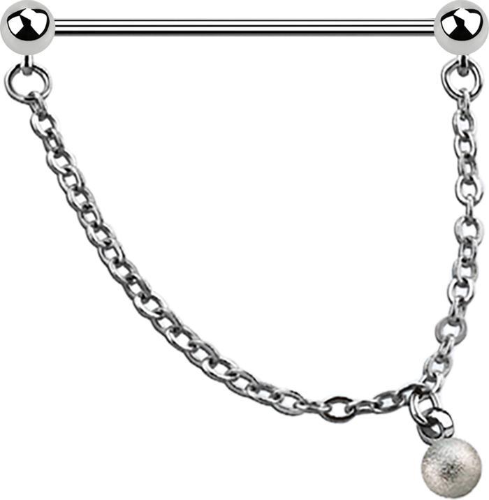 Immagine prodotto Star Piercing Fiocco d'argento con due palline e ciondolo a forma di pallina su catena (senza ottone, Acciaio chirurgico 316L)