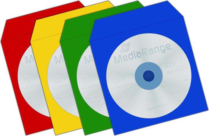 Image du produit MediaRange CD/DVD Papierhüllen farbig mit Sichtfenster
