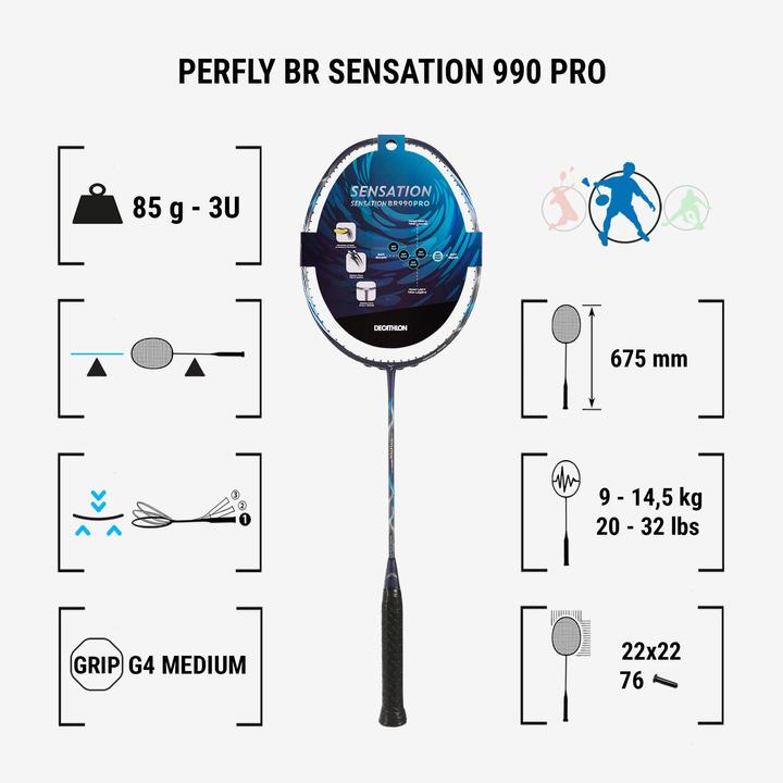 Image du produit Perfly Raquettes de Badminton - BR Sensation 990 Pro bleu marine