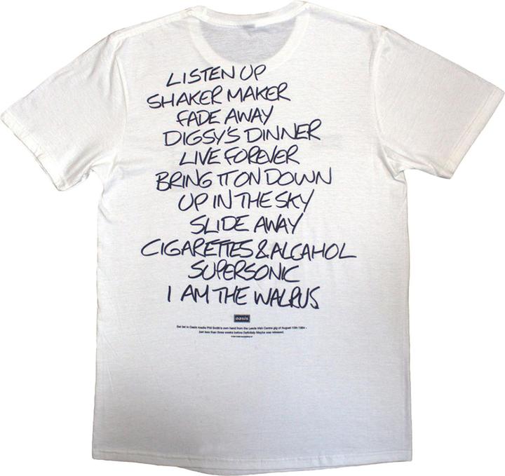 Actual product image Oasis Unisex Adult Definitely Maybe AAA Setlist Back Print T-Shirt (L)