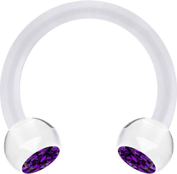 Immagine prodotto Star Piercing Micro Circular Barbell trasparente con due palline crystal violet (Acrilico, senza ottone)