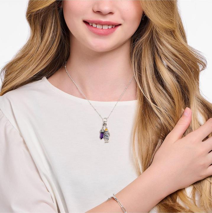 Produktbild Thomas Sabo Charm-Anhänger Hexagon mit imitiertem Amethyst Silber geschwärzt (925er Silber)