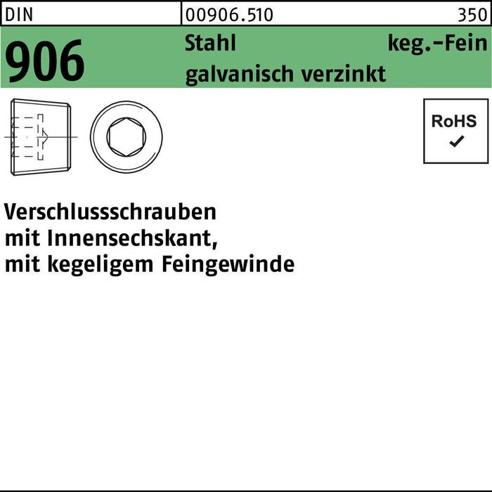 Image du produit Vis de fermeture DIN 906 avec 6 pans creux M 33 x 2 acier électro-galvanisé