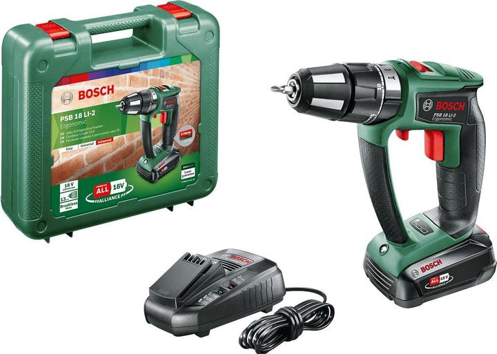 Pacco batteria PBA 18V 2.5Ah, Bit del doppio cacciavite, Valigetta plastica, Caricatore ricarica rapida