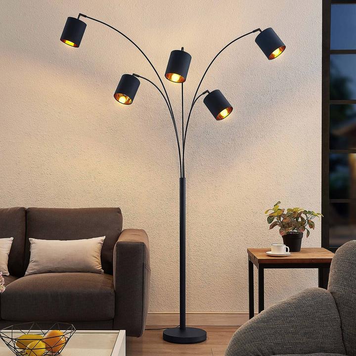 Image du produit Lindby Abiram Lampadaire, noir/or (E14)
