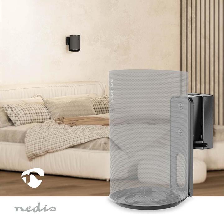 Produktbild Nedis Lautsprecherhalter - Kompatibel mit: Sonos Era100 - Wand - 3 kg - Drehgelenk/Neigung - kippbar (1 Stk., Wandmontage, Neigbar, Drehbar)