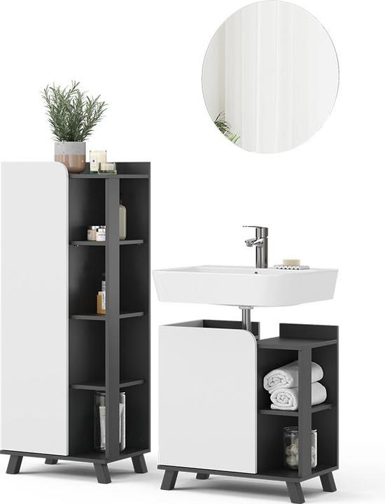 Image du produit Vichy Badmöbel-Set Karen, Anthrazit/Weiss, 3 Teile