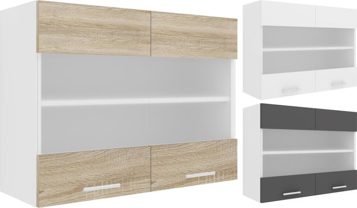 Immagine prodotto VCM Mobile da Cucina Larghezza 80 cm Armadio a Parete con Anta in Vetro Opaco Mobili da Cucina Esilo (60 x 80 x 31 cm)