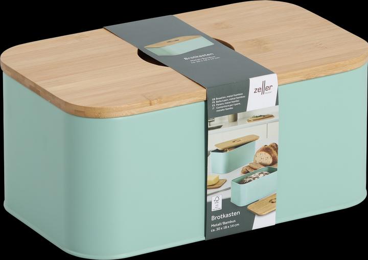 Actual product image Zeller Present Bread bin w. bamboo lid, metal, mint