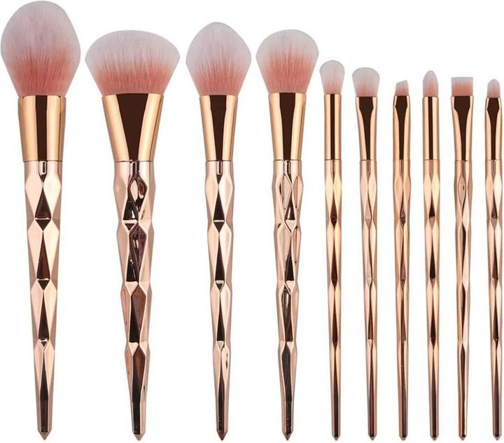 JTI Make-up-Pinsel-Set, 10 Pinsel - Roségold (Set)