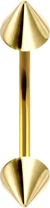 Star Piercing Micro Banane vergoldet mit zwei Cones (ohne Messing, Chirurgenstahl 316L)