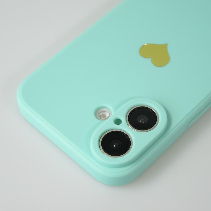 Produktbild PhoneLook Hülle Silikon Mat Herz gold Türkis (Apple iPhone 16 Plus)