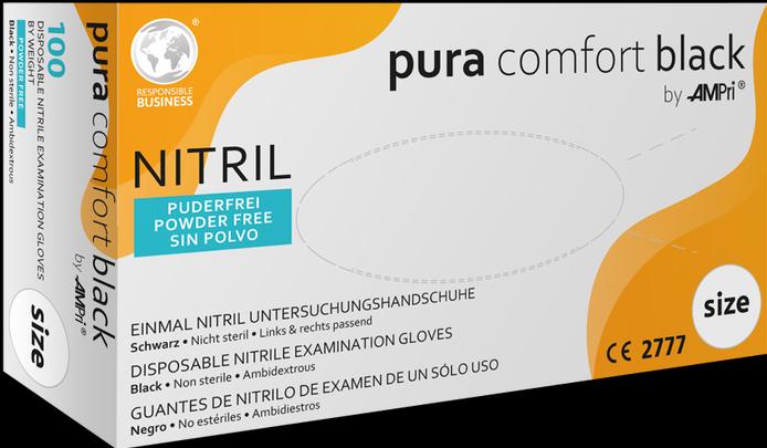 Image du produit Ampri PURACOMFORT BLACK, gant d'examen en nitrile, non poudré, noir, taille S (S)