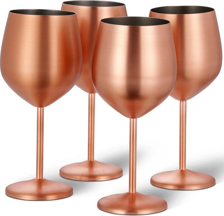 Image du produit Oak & Steel Acier inoxydable Verres à vin Or rose mat Lot de 4 (50 cl, 4 Verres, Set de verres à vin)