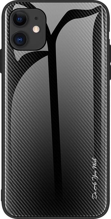 Produktbild Art iPhone 12 Pro Max Glas Gummi Schutzhülle Carbon Optik Schwarz (Apple iPhone 12 Pro Max)