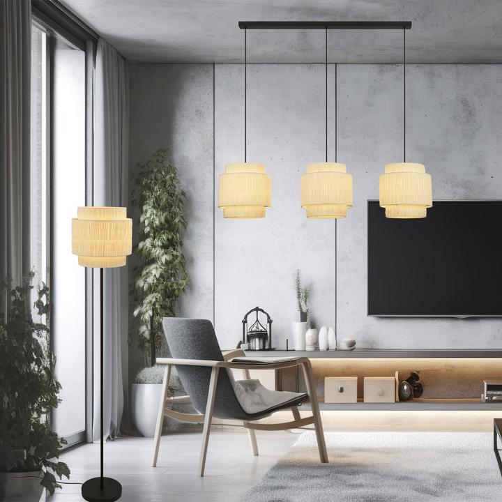 Actual product image Briloner Floor lamp, black / natural, excl.1x E27/max. 10W (E27)