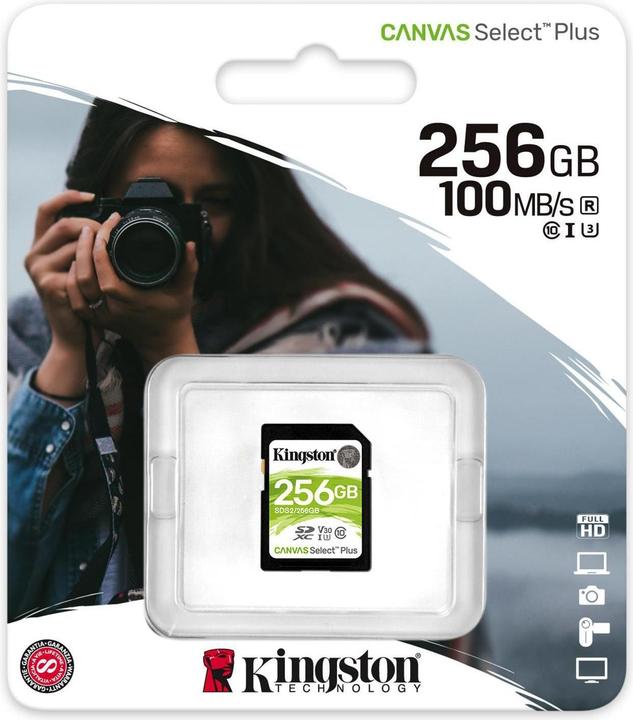 Actual product image Kingston Canvas Select Plus (256 GB, SDXC, U3, UHS-I)