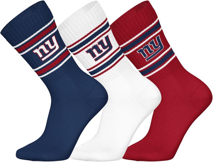 Barefoot New York Giants 3pk Crew Socks 35-38 (35 - 38)