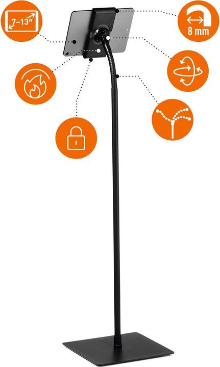 Actual product image Durable TOUGH FLOOR tablet holder 7-13"/-8mm/fully moveable/black